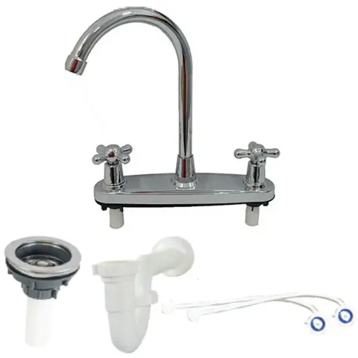 [CF-1013C] Combo Mezclador Lavaplatos Cruz C1013C SIF-C05 DES-C02 TUB-C08 Fermetal