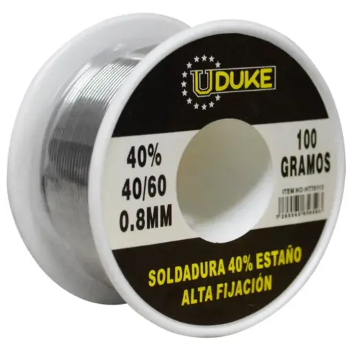 [10127] Soldadura 40% Estaño 100 Gramos 40-60 0.8mm HT70113 Uduke