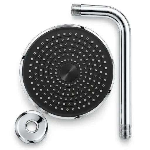 Ducha Regadera Redonda Cromada Con Brazo Fermetal
