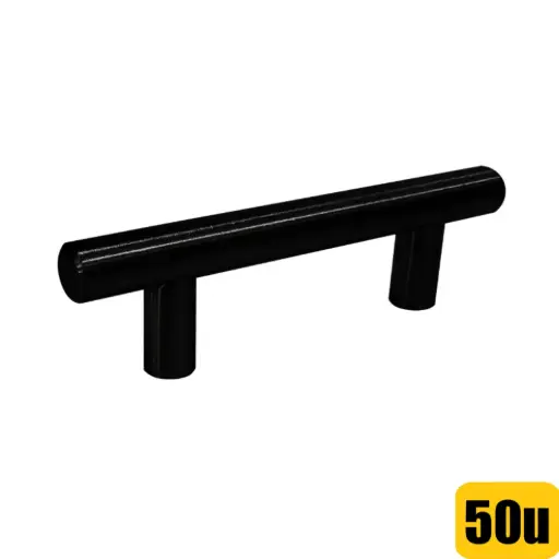 Manija 12mm Hueca Acero Inoxidable Con Tornillos Negra FEH x 50 Und