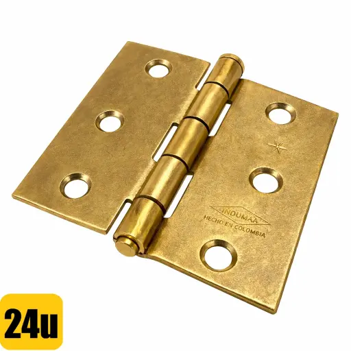 Bisagra Nudo 3X3 Cabeza Plana Latonado Con Tornillo Caja X 24 Und