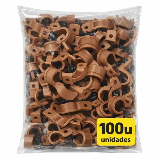 [TC317-0005-100] Grapa Tubo Plastica Cobrizada Induma 1/2" Bolsa 100u