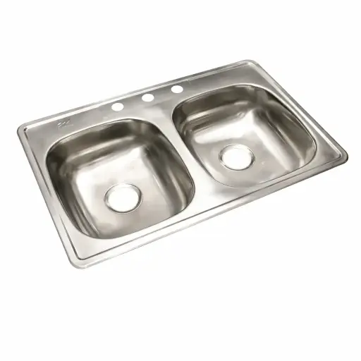 [FRE-C05] Lavaplatos De Acero Inoxidable Doble Poseta De 84x56 Cm Para Mezcladora Fermetal