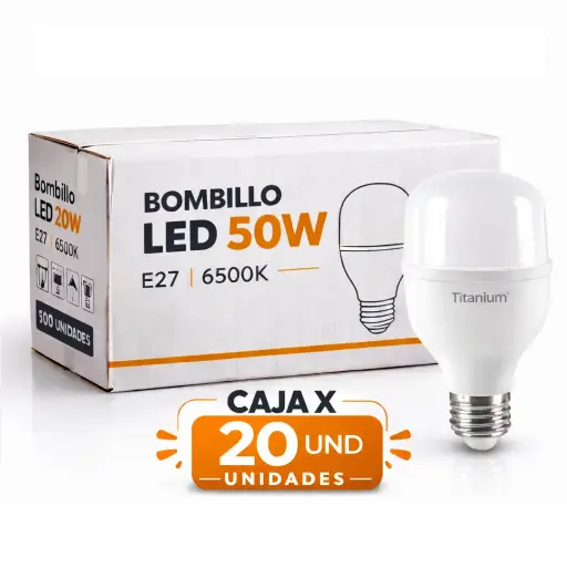 Bombillo Led Alta Potencia x Caja Titanium 