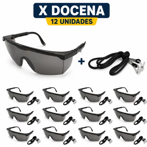 Gafa De Seguridad Tipo Norton Lentes Sin Norma + Cordón Kit x Docena Uduke