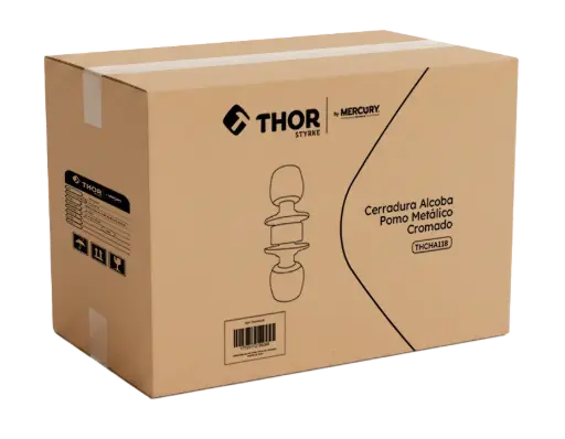 [THCHA118-30] Cerradura Alcoba Cilindrica Bronce Pomo Metalica Cromada Thor Caja 30u