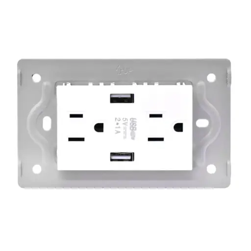 Toma Doble + 2 Usb Luxor Intercambiable Sin Tapa Duke Energy