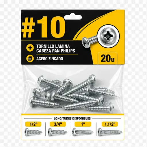 Tornillo Lamina Cabeza Pan Philips #10 Pack 20u