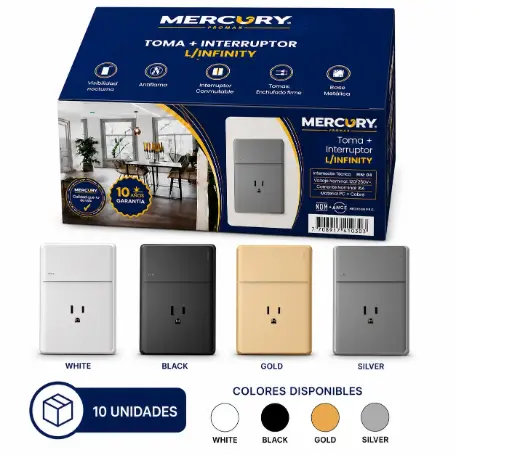 Toma + Interruptor Mercury L/Infinity Caja 10u