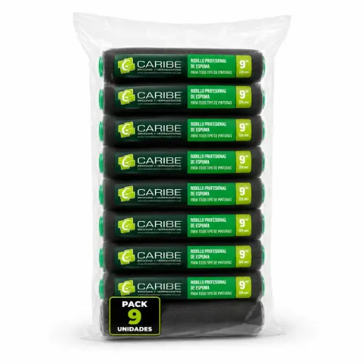 [7707342742232-9] Rodillo Profesional Espuma 9 Caribe Pack 9u