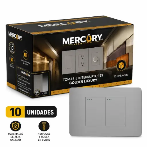 [ETI225-10] Interruptor Doble Mercury Grigio Torino Caja 10u