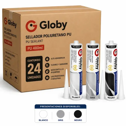 Sellador Poliuretano PU 480ml Globy Caja 24u