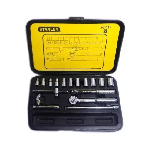 [86-117] Juego De Dados Métrico 6Pts Mando 1/4" 18 Piezas Stanley 86-117