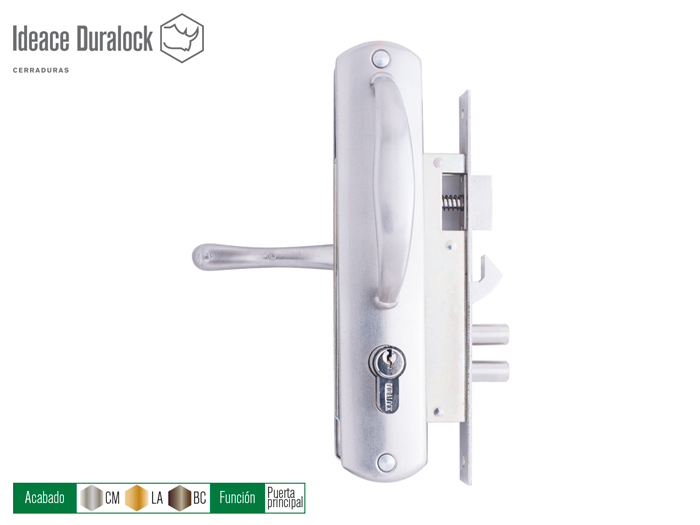 CERRADURA EMBUTIR 45MM CROMO MATE MANIJA VALENCIA 870 DURALOCK 