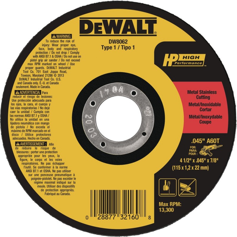 Disco Abrasivo Fino Corte Metal DeWALT