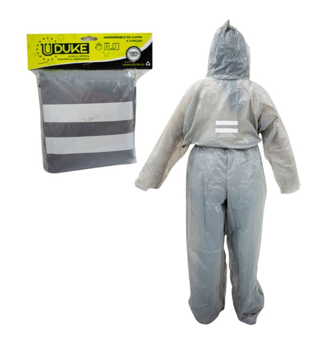 Impermeable Para Moto Plastico Completo Reflectivo Con Solapa Uduke