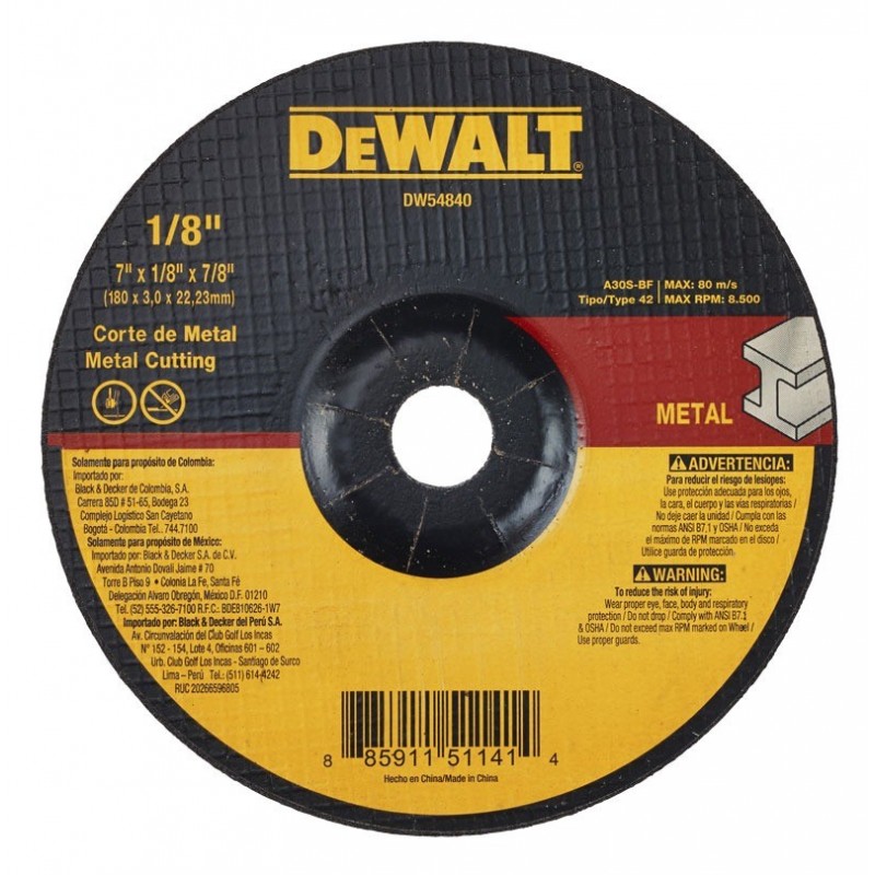 Disco abrasivo de corte Dewalt