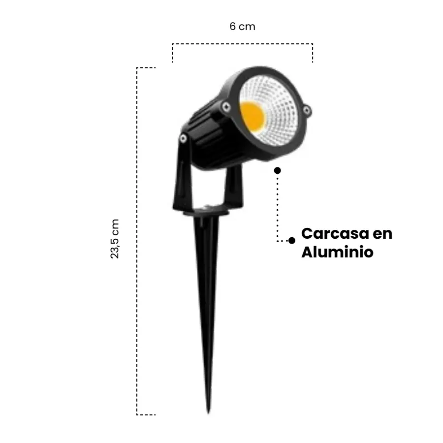 Reflector Led Estaca 5w Negro Mercury 