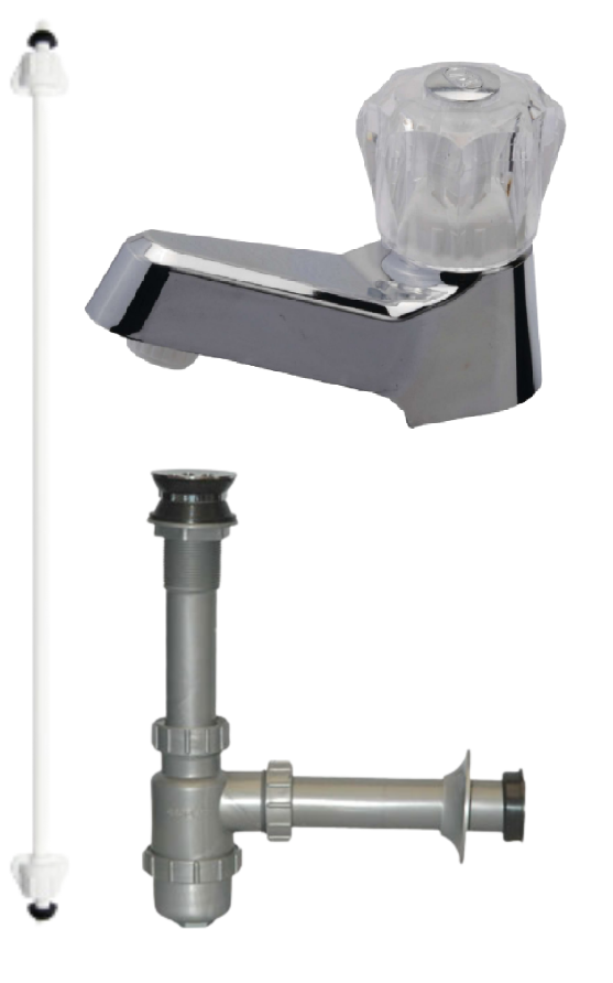 Combo llave lavamanos + grifería Rioplast