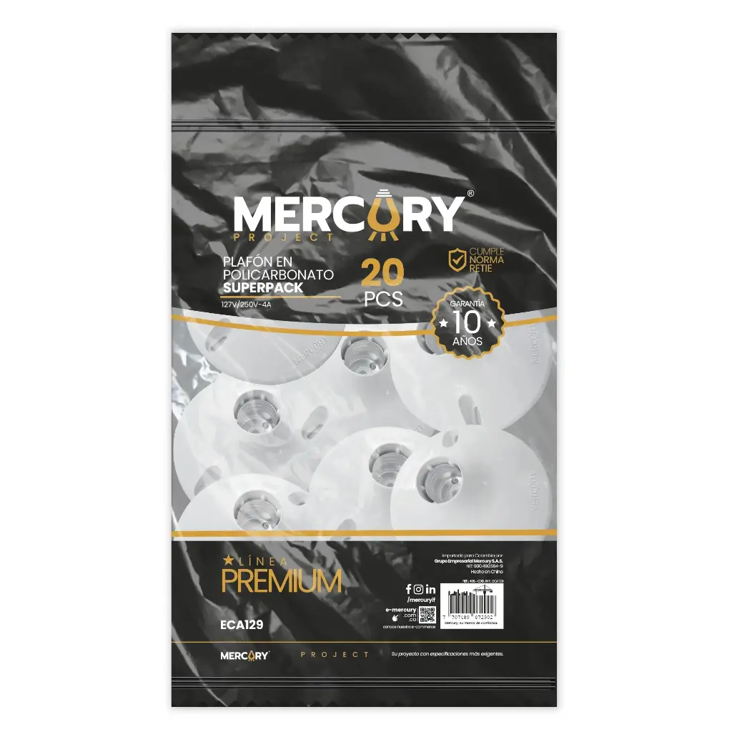 Plafon Policarbonato E27 Superpackx20pcs Premium Mercury
