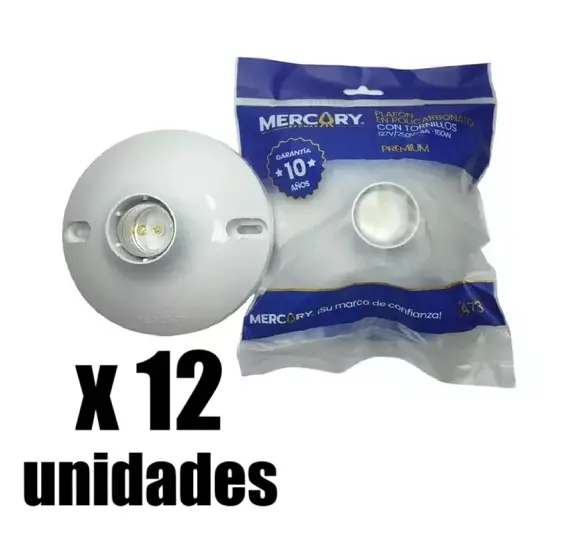 Plafon policarbonato E27 premium con tornillos Mercury x 12u