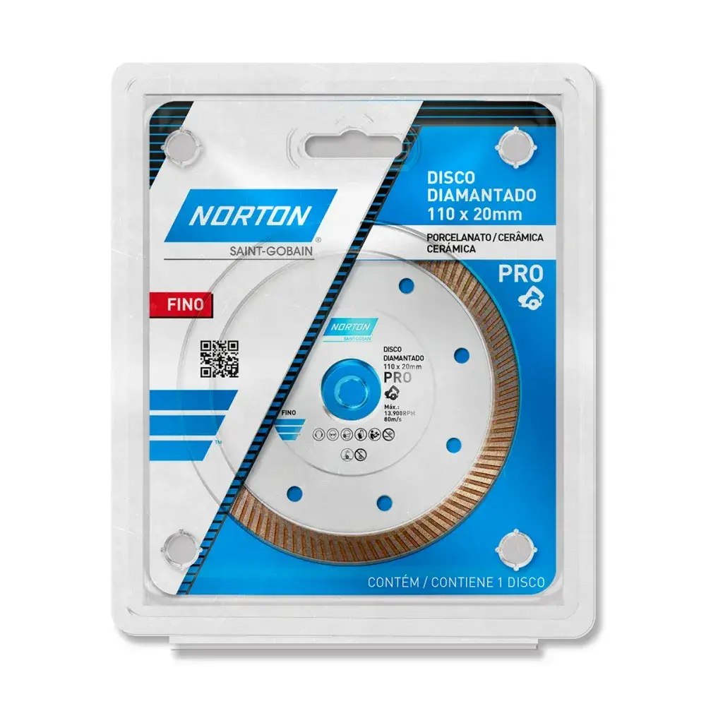 Disco Diamantado 4.1/2" Pro Fino Porcelanato 110x20mm Norton