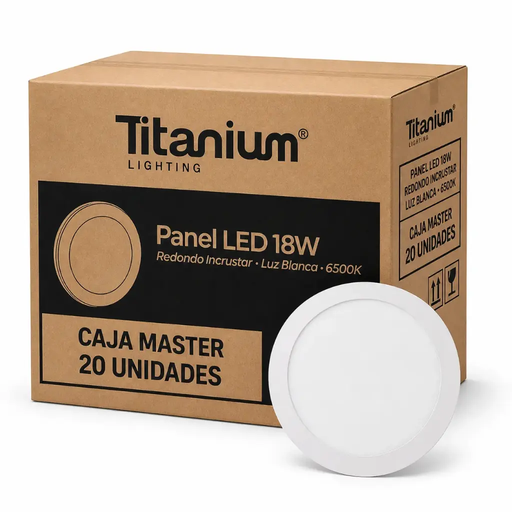 Panel Led Incrustar Redondo 6500k Titanium Caja X 20u