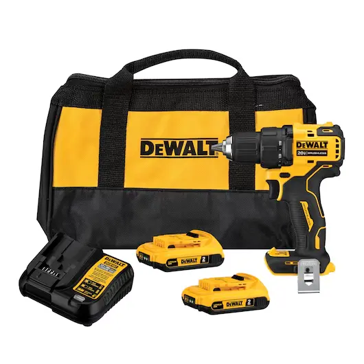 Taladro Inalámbrico Rotación Atomic 20v 1/2 + 2 Baterias Max y Cargador Dewalt