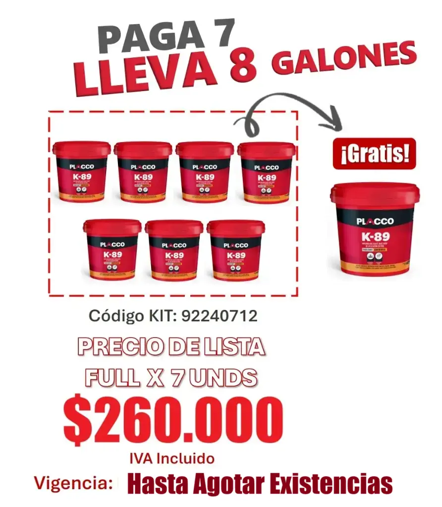 Promo Placco K-89 Paga 7 Lleva 8 Galones