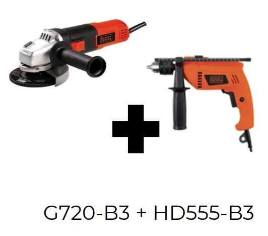 Combo pulidora G720-B3 + Taladro HD555-B3 Black & Decker