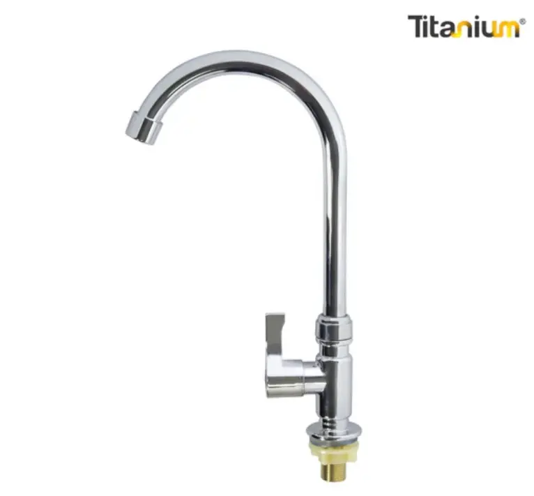 Llave Lavaplatos Móvil Mesa Cuello Fijo Titanium
