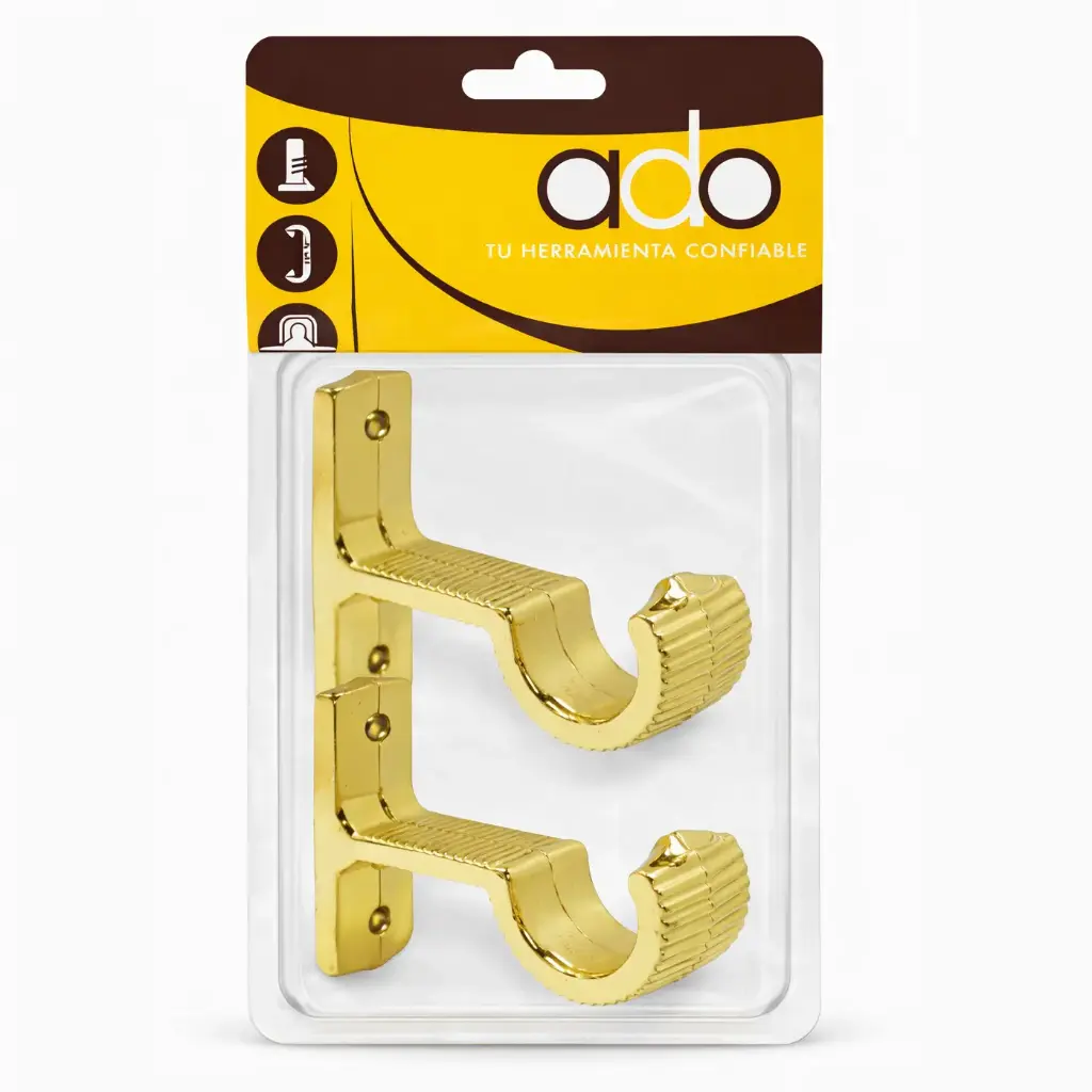 Soporte Cortinero Muro Dorado Ado x 2 Und