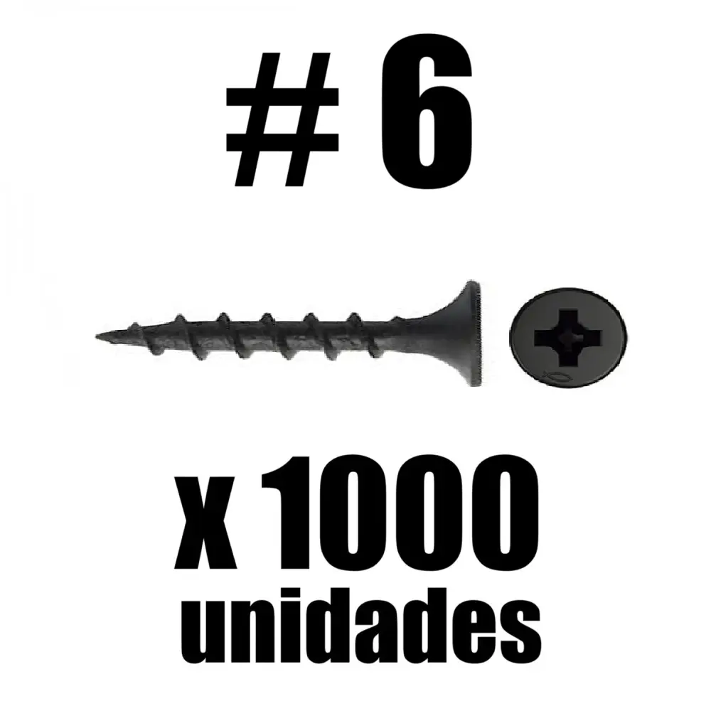 Tornillo Drywall Negro #6 x 1000u