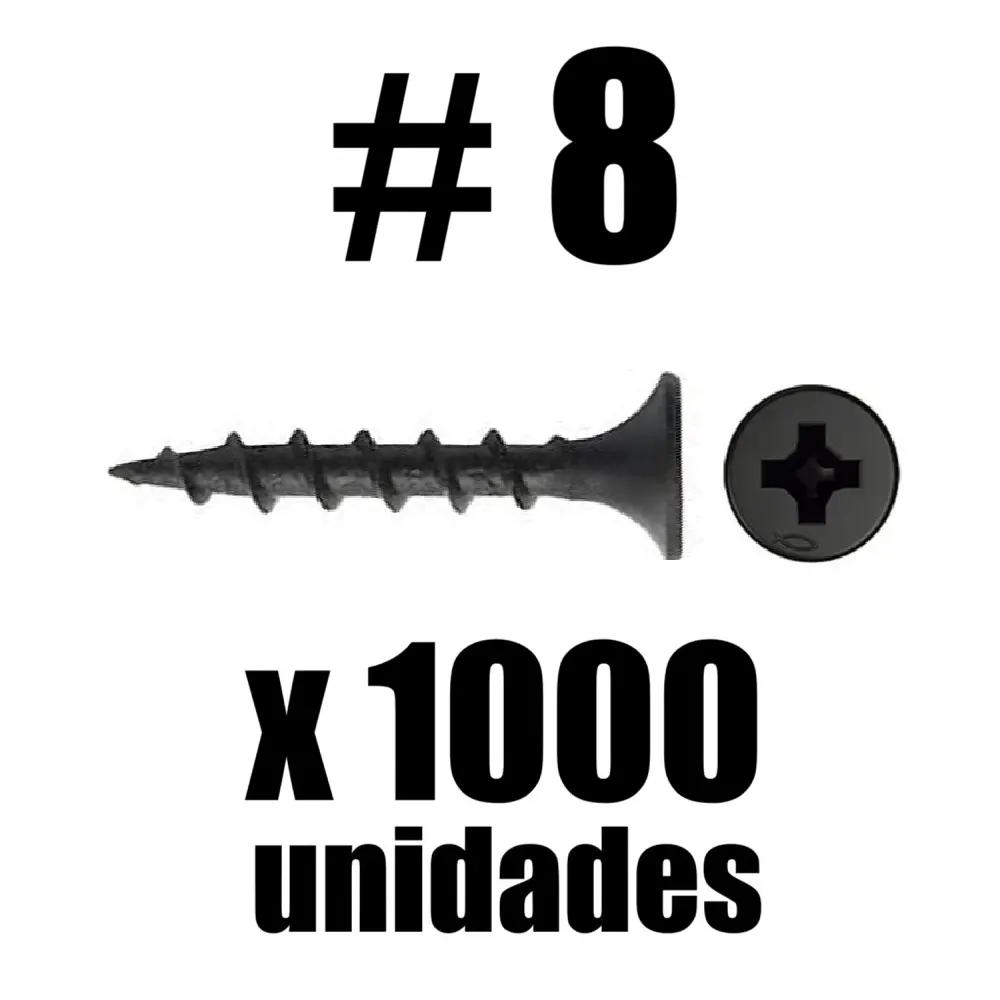 Tornillo Drywall Negro #8 x 1000u