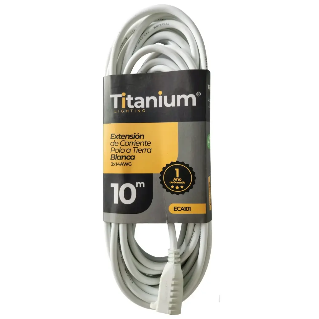 Extension De Corriente Polo Tierra Cable Blanco Titanium