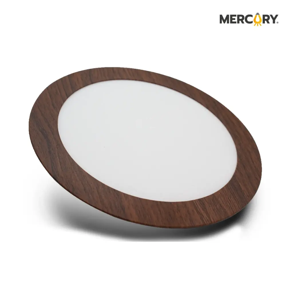 Panel Led Incrustar Redondo Madera 18w 6500k Mercury