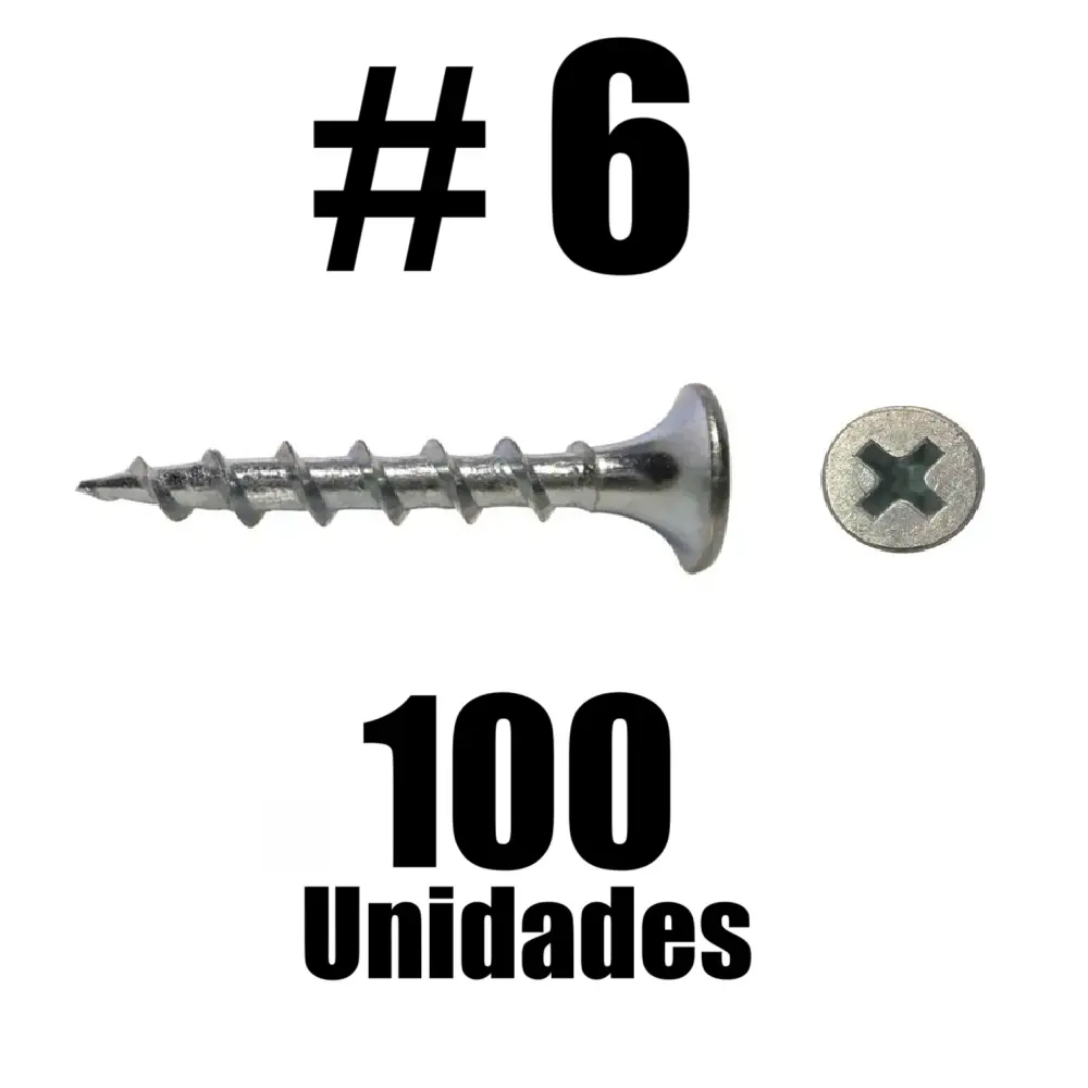 Tornillo Drywall Zincado #6 x 2" x 100u