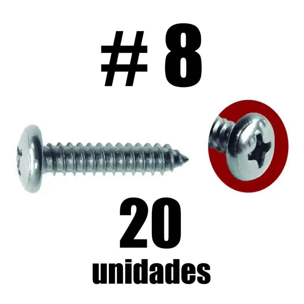 Tornillo Lamina Cabeza Pan Phs. #8 x 20u