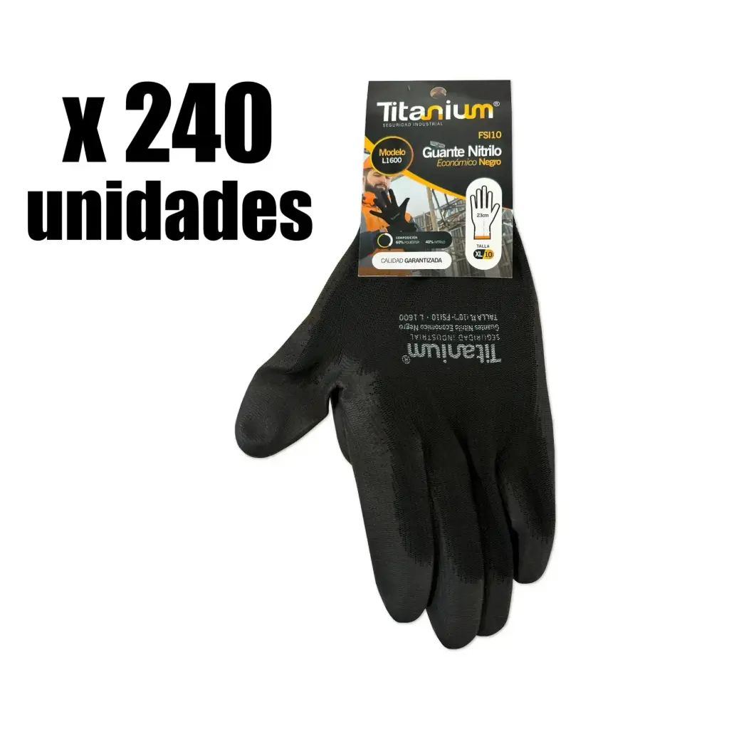 Guante Nitrilo Economico Alta Calidad Negro Titanium x 240u