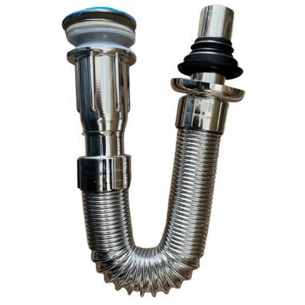 Sifon Flexible Lavamanos Push Cromado Ferreintegral