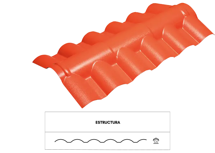 Caballete Teja Ecoroof Española 40 Asa Upvc 2.3mm Terracota MATT 