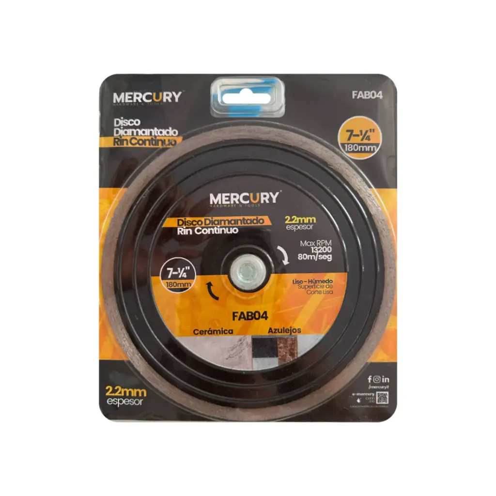 Disco Diamantado Continuo 7mm Mercury