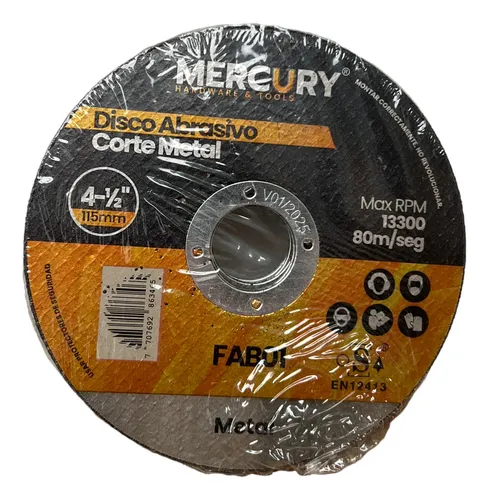 Disco Abrasivo Fino Corte Metal 1.2mm Mercury 4.1/2" x 50u
