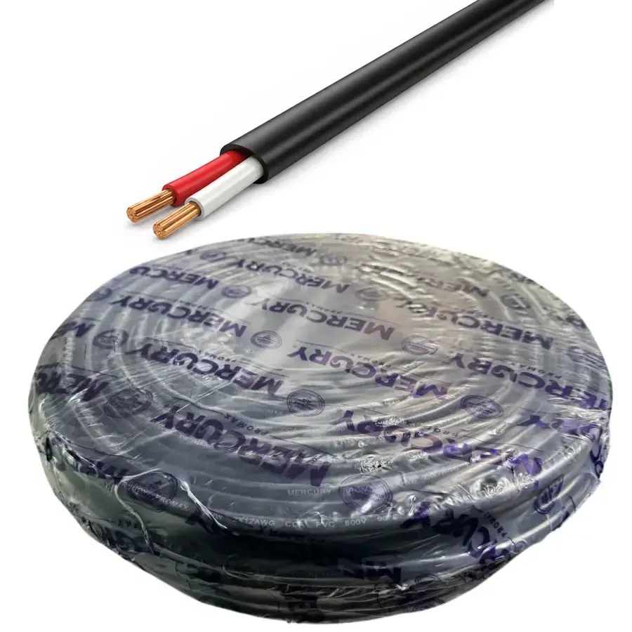 Cable Encauchetado Negro Mercury Thhw Bimetalico (Cu-Clad Al) 2awg Rollo X 100m