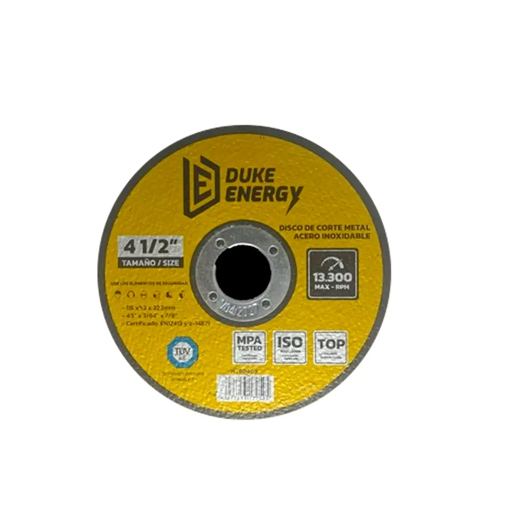 Disco Abrasivo Fino Corte Metal Duke Energy