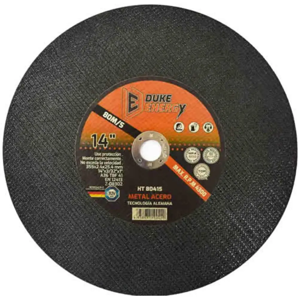 Disco Abrasivo Corte Metal 14" x 3/32 Tronzadora Duke Energy Tecnologia Alemana HT80415