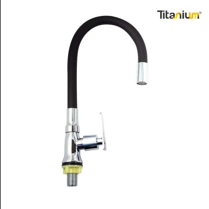 Llave Lavaplatos Mesa Titanium Teflon/Negro Salida A