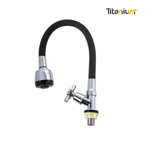 Llave Lavaplatos Mesa Titanium Teflon Negro Salida C