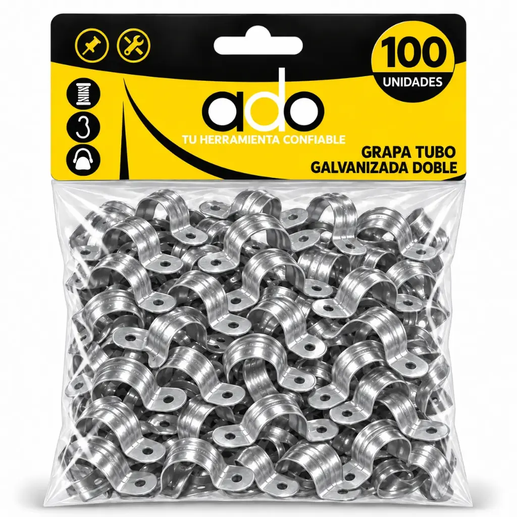 Grapa Tubo Galvanizada Doble Induma Pack 100u