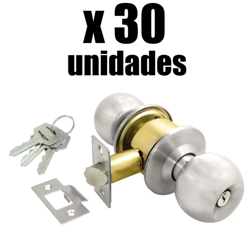 Cerradura Pomo Santorini Acero Inox Flexon x 30 Und